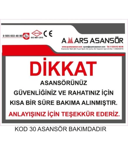 Asansör Etiketleri - Mypromet Etiket